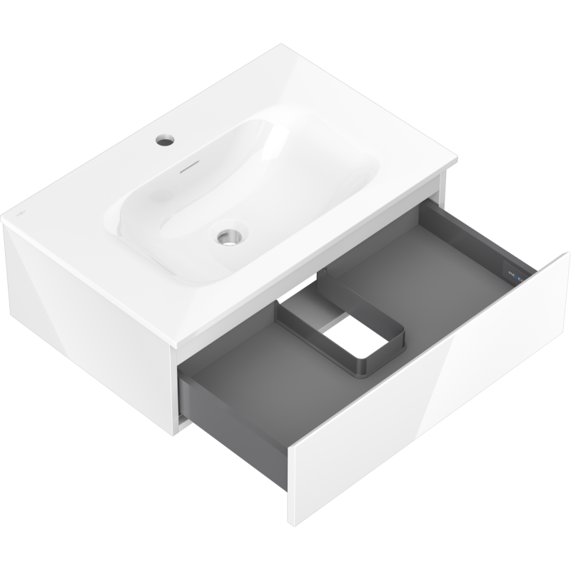 Mexen Orio bathroom cabinet 70 cm with Vela washbasin, 1 drawer, white gloss - 91A10-07023-1-BF00-W23M00