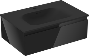 Mexen Orio bathroom cabinet 70 cm with Vela washbasin, 1 drawer, black gloss/black matte - 91A10-07023-1-BF70-W23M71