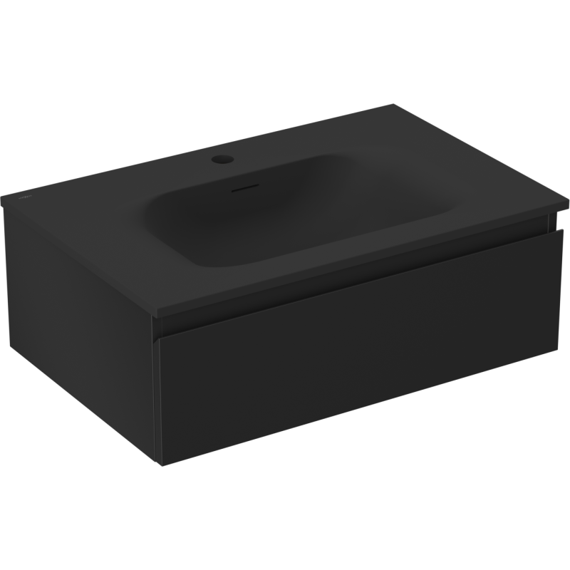 Mexen Orio bathroom cabinet 70 cm with Vela washbasin, 1 drawer, black matte - 91A10-07023-1-BF71-W23M71