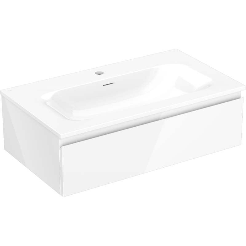 Mexen Orio 80 cm bathroom cabinet with Vela sink, 1 drawer, white gloss - 91A10-08023-1-BF00-W23M00