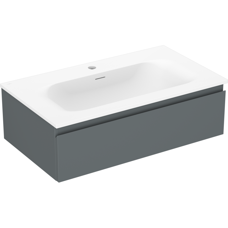 Mexen Orio bathroom cabinet 80 cm with Vela washbasin, 1 drawer, graphite matt/white matt - 91A10-08023-1-BF66-W23M01