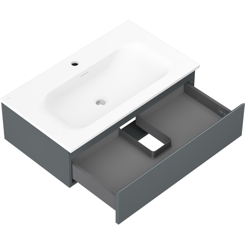 Mexen Orio bathroom cabinet 80 cm with Vela sink, 1 drawer, matte graphite/white matte - 91A10-08023-1-BF66-W23M01