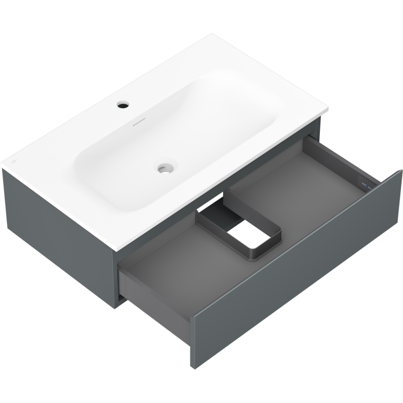 Mexen Orio bathroom cabinet 80 cm with Vela washbasin, 1 drawer, graphite matt/white matt - 91A10-08023-1-BF66-W23M01