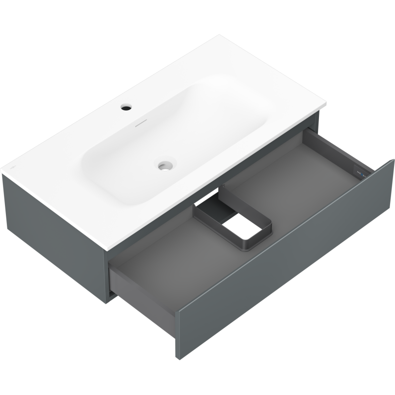 Mexen Orio bathroom cabinet 90 cm with Vela washbasin, 1 drawer, matte graphite/white matte - 91A10-09023-1-BF66-W23M01