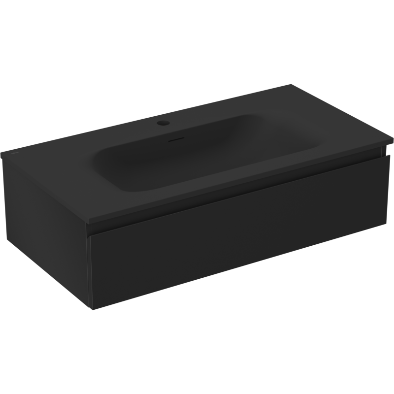Mexen Orio bathroom cabinet 90 cm with Vela washbasin, 1 drawer, black matte - 91A10-09023-1-BF71-W23M71