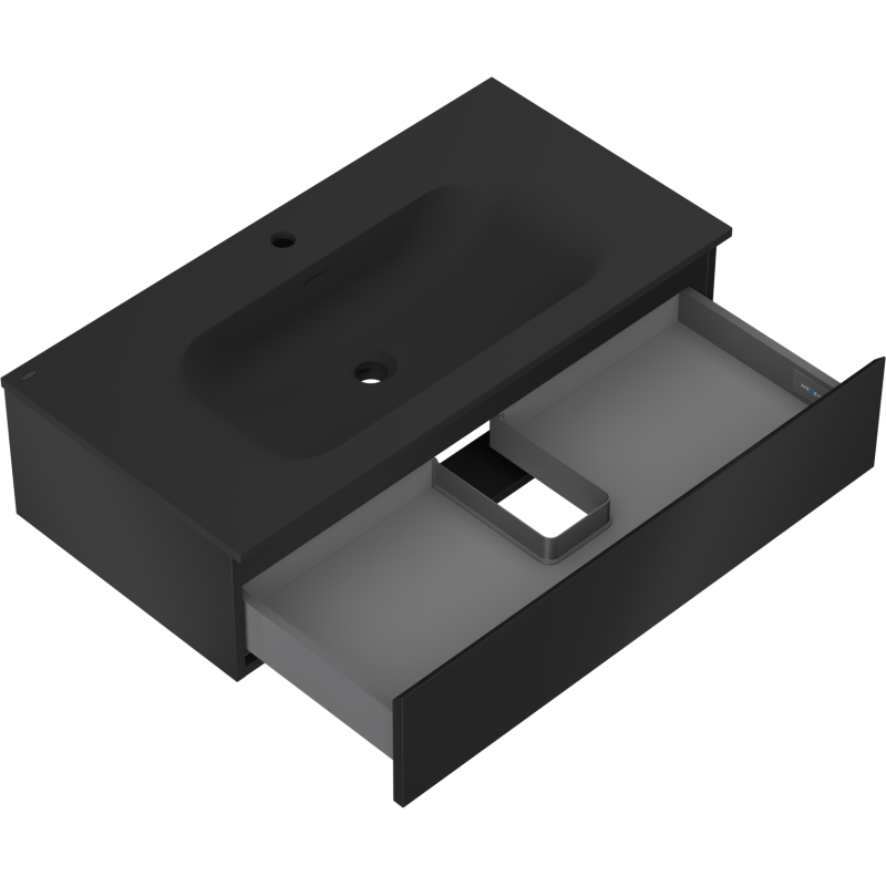 Mexen Orio bathroom cabinet 90 cm with Vela washbasin, 1 drawer, black matte - 91A10-09023-1-BF71-W23M71
