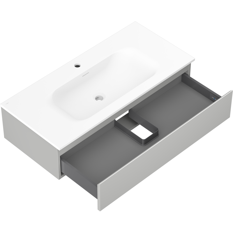 Mexen Orio 100 cm Bathroom Cabinet with Vela Sink, 1 Drawer, Grey Matte/White Matte - 91A10-10023-1-BF62-W23M01