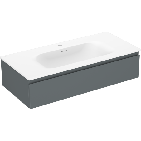 Mexen Orio 100 cm bathroom cabinet with Vela washbasin, 1 drawer, matte graphite/white matte - 91A10-10023-1-BF66-W23M01