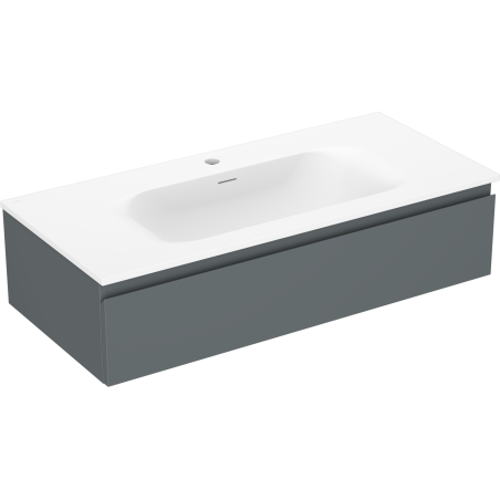 Mexen Orio bathroom cabinet 100 cm with Vela washbasin, 1 drawer, graphite matte/white matte - 91A10-10023-1-BF66-W23M01