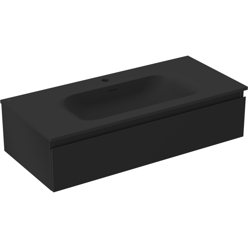 Mexen Orio bathroom cabinet 100 cm with Vela washbasin, 1 drawer, black matt - 91A10-10023-1-BF71-W23M71