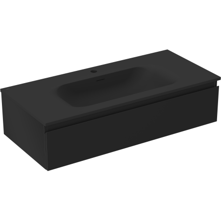 Mexen Orio bathroom cabinet 100 cm with Vela washbasin, 1 drawer, black matt - 91A10-10023-1-BF71-W23M71