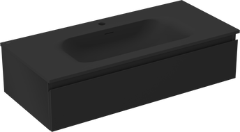 Mexen Orio bathroom cabinet 100 cm with Vela washbasin, 1 drawer, black matt - 91A10-10023-1-BF71-W23M71