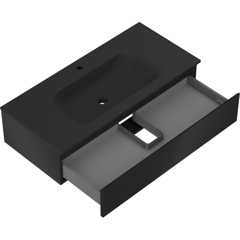 Mexen Orio bathroom cabinet 100 cm with Vela washbasin, 1 drawer, black matt - 91A10-10023-1-BF71-W23M71