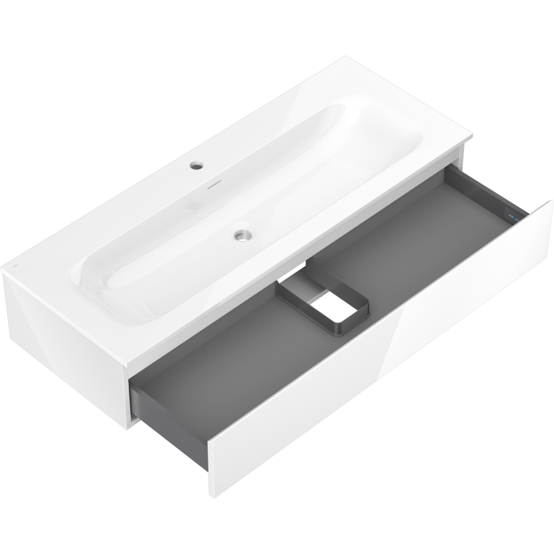 Mexen Orio bathroom cabinet 120 cm with Vela washbasin, 1 drawer, white gloss - 91A10-12023-1-BF00-W23M00