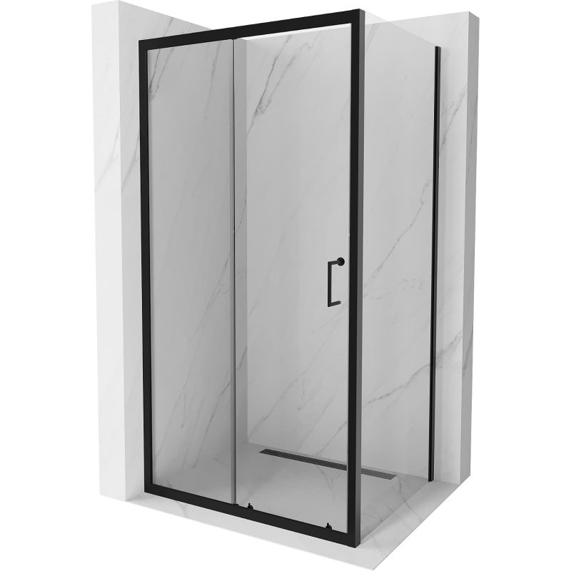 Mexen Apia extendable shower cubicle 100 x 70 cm, Transparent, Black - 840-100-070-70-00