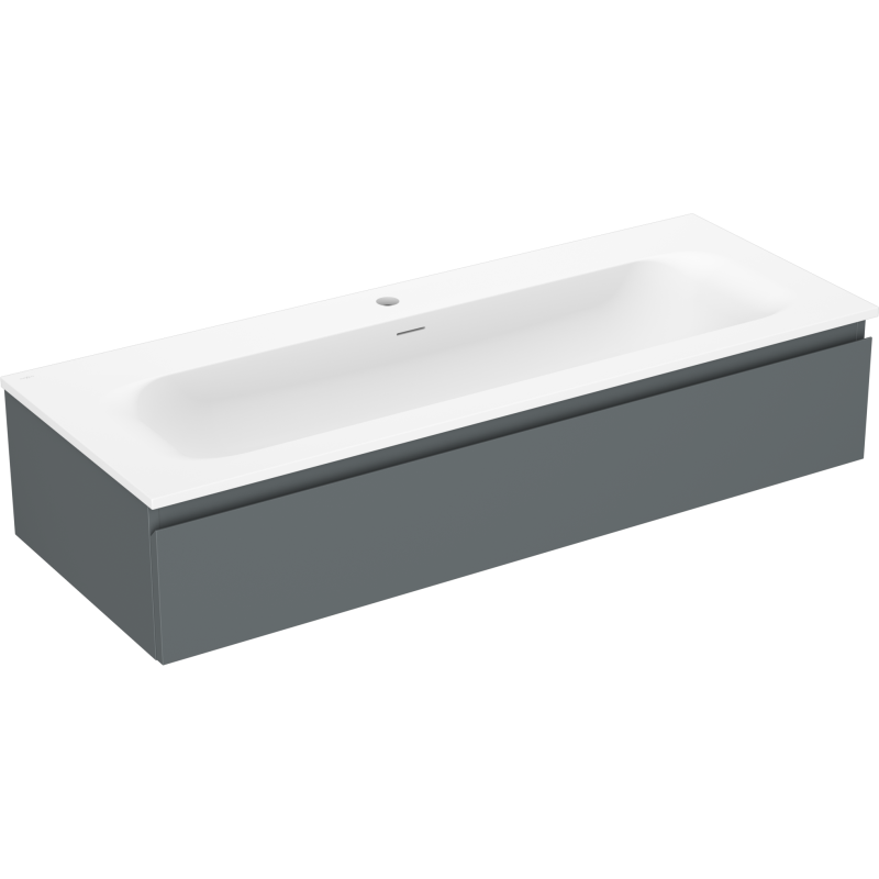 Mexen Orio 120 cm bathroom cabinet with Vela sink, 1 drawer, matte graphite/white matte - 91A10-12023-1-BF66-W23M01