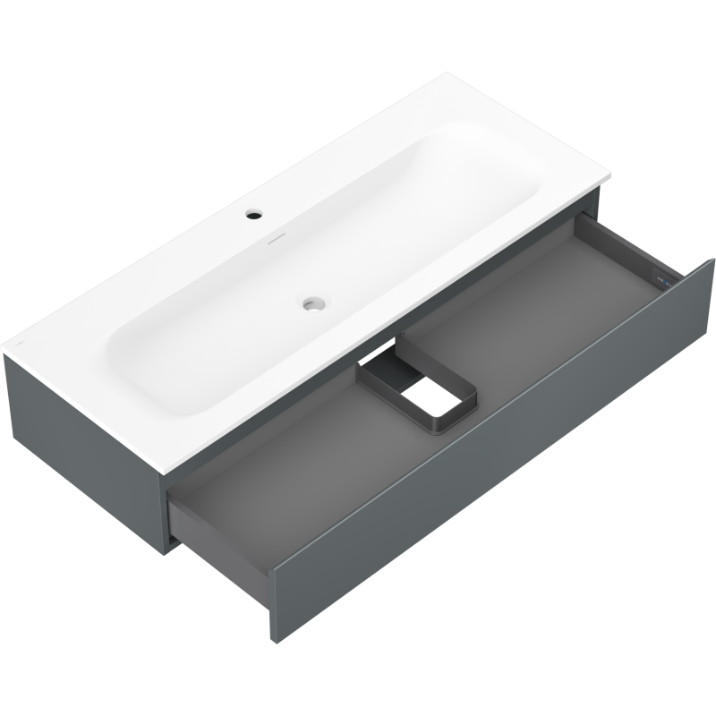 Mexen Orio Bathroom Cabinet 120 cm with Vela Sink, 1 Drawer, Matte Graphite/Matte White - 91A10-12023-1-BF66-W23M01