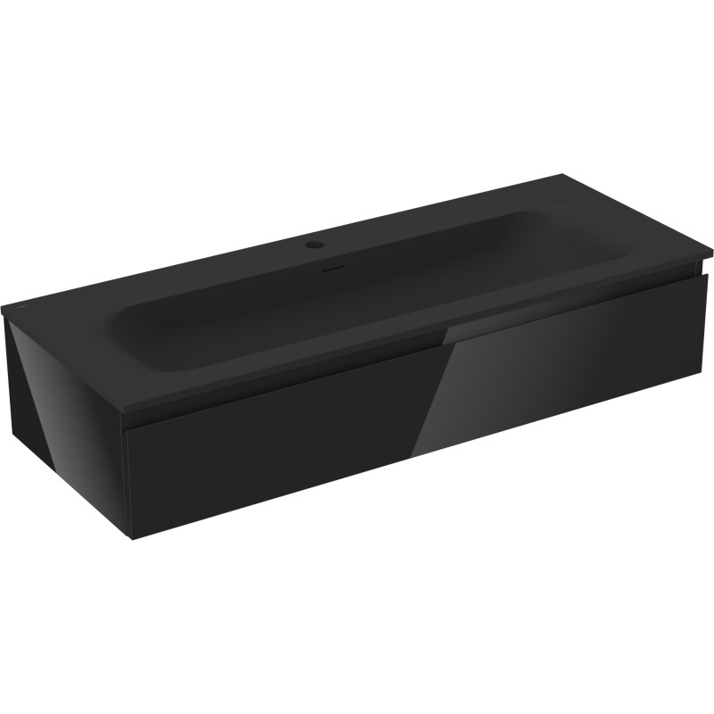 Mexen Orio bathroom cabinet 120 cm with Vela sink, 1 drawer, black gloss/black matte - 91A10-12023-1-BF70-W23M71