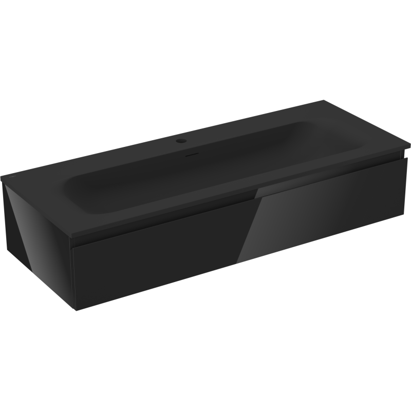 Mexen Orio bathroom cabinet 120 cm with Vela washbasin, 1 drawer, black gloss/black matte - 91A10-12023-1-BF70-W23M71