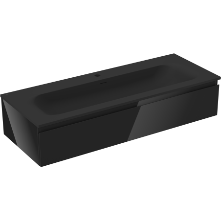 Mexen Orio bathroom cabinet 120 cm with Vela washbasin, 1 drawer, black gloss/black matte - 91A10-12023-1-BF70-W23M71