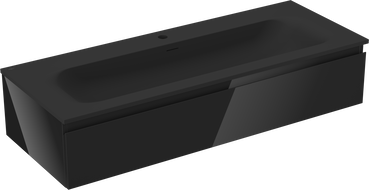 Mexen Orio bathroom cabinet 120 cm with Vela washbasin, 1 drawer, black gloss/black matte - 91A10-12023-1-BF70-W23M71