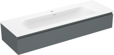 Mexen Orio bathroom cabinet 140 cm with Vela sink, 1 drawer, matte graphite/white matte - 91A10-14023-1-BF66-W23M01