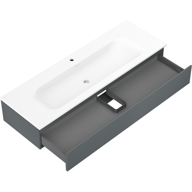 Mexen Orio bathroom cabinet 140 cm with Vela sink, 1 drawer, matte graphite/white matte - 91A10-14023-1-BF66-W23M01