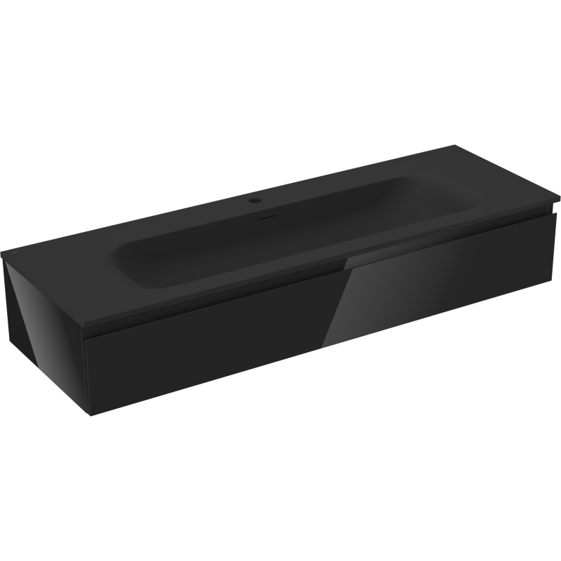 Mexen Orio 140 cm Bathroom Cabinet with Vela Sink, 1 Drawer, Black Gloss/Black Matte - 91A10-14023-1-BF70-W23M71