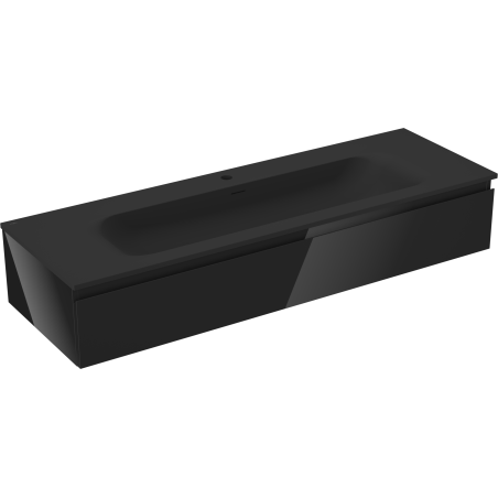 Mexen Orio bathroom cabinet 140 cm with Vela sink, 1 drawer, black gloss/black matte - 91A10-14023-1-BF70-W23M71