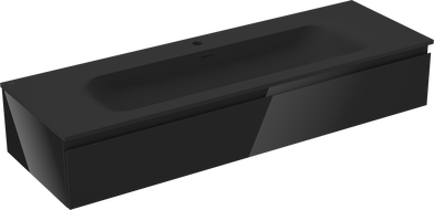 Mexen Orio 140 cm Bathroom Cabinet with Vela Sink, 1 Drawer, Black Gloss/Black Matte - 91A10-14023-1-BF70-W23M71