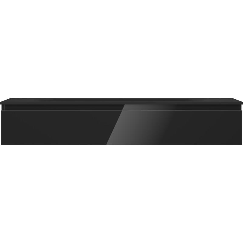 Mexen Orio bathroom cabinet 140 cm with Vela sink, 1 drawer, black gloss/black matte - 91A10-14023-1-BF70-W23M71
