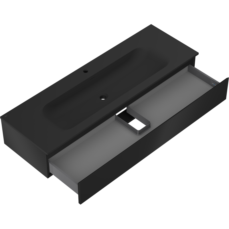 Mexen Orio Bathroom Cabinet 140 cm with Vela Sink, 1 Drawer, Black Matte - 91A10-14023-1-BF71-W23M71