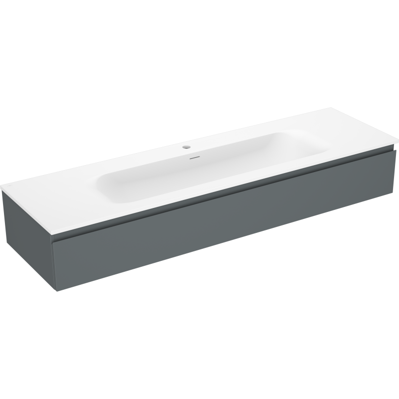 Mexen Orio 160 cm bathroom cabinet with Vela basin, 1 drawer, matte graphite/white matte - 91A10-16023-1-BF66-W23M01