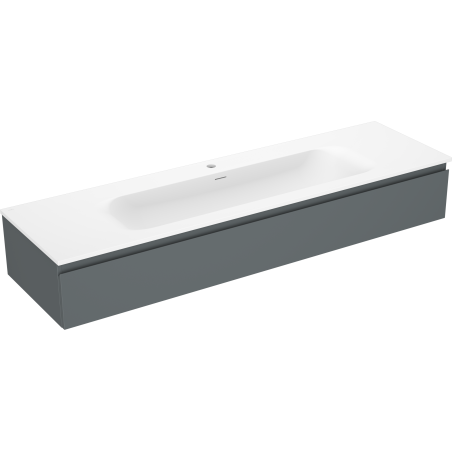 Mexen Orio bathroom cabinet 160 cm with Vela sink, 1 drawer, matt graphite/matt white - 91A10-16023-1-BF66-W23M01