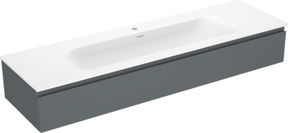 Mexen Orio bathroom cabinet 160 cm with Vela sink, 1 drawer, matt graphite/matt white - 91A10-16023-1-BF66-W23M01