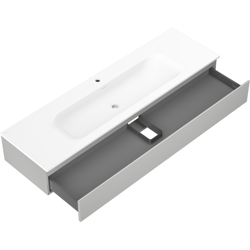Mexen Orio bathroom cabinet 160 cm with Vela washbasin, 1 drawer, grey matte/white matte - 91A10-16023-1-BF62-W23M01