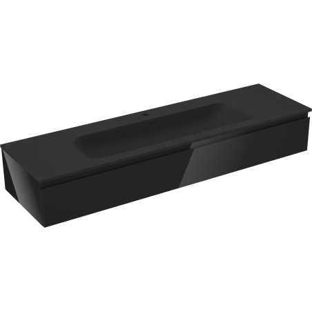 Mexen Orio bathroom cabinet 160 cm with Vela washbasin, 1 drawer, black gloss/black matte - 91A10-16023-1-BF70-W23M71