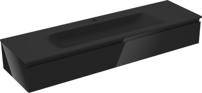 Mexen Orio bathroom cabinet 160 cm with Vela washbasin, 1 drawer, black gloss/black matte - 91A10-16023-1-BF70-W23M71