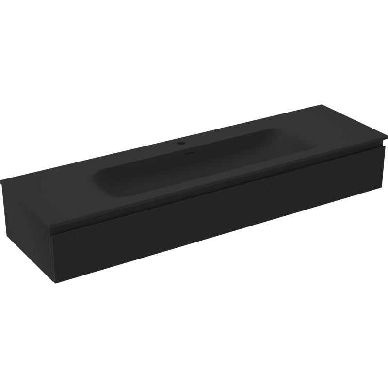 Mexen Orio Bathroom Cabinet 160 cm with Vela Sink, 1 Drawer, Black Matte - 91A10-16023-1-BF71-W23M71