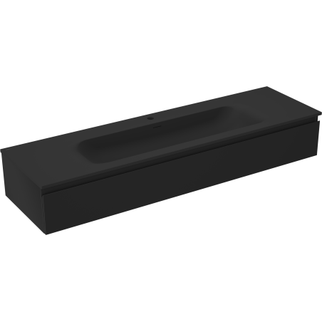 Mexen Orio Bathroom Cabinet 160 cm with Vela Sink, 1 Drawer, Black Matte - 91A10-16023-1-BF71-W23M71