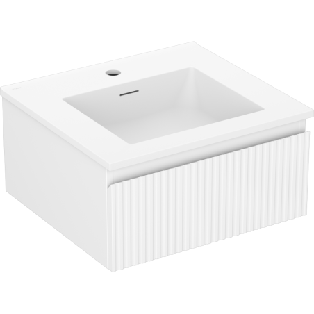 Mexen Rivel bathroom cabinet 50 cm with Otis basin, 1 drawer, grooved, white matte - 91A20-05023-1-BF01-W18M01