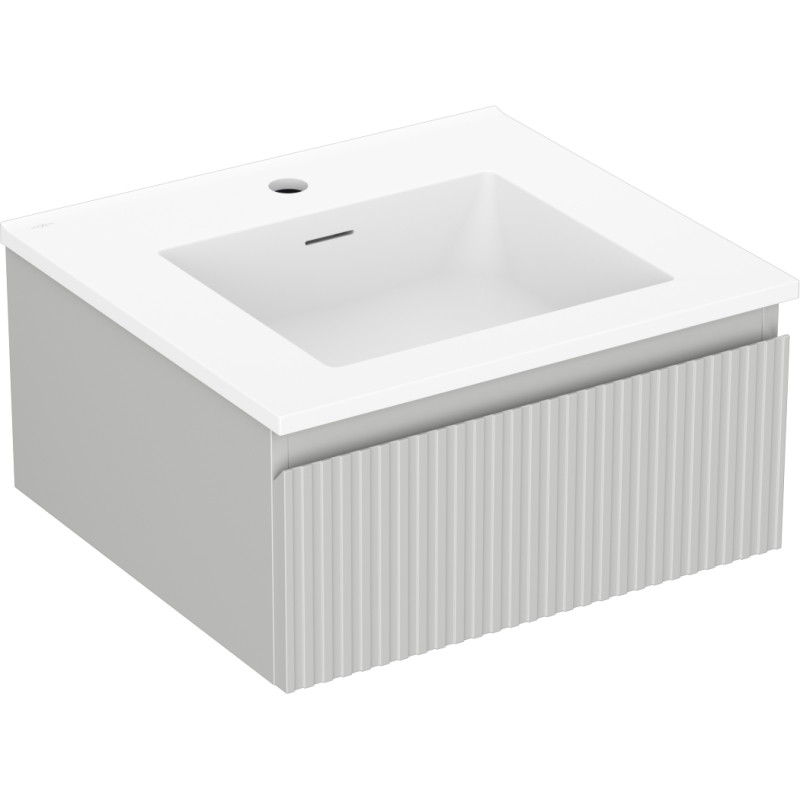 Mexen Rivel 50 cm bathroom cabinet with Otis sink, 1 drawer, grooved, gray matte/white matte - 91A20-05023-1-BF62-W18M01