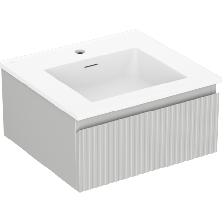 Mexen Rivel 50 cm bathroom cabinet with Otis sink, 1 drawer, grooved, gray matte/white matte - 91A20-05023-1-BF62-W18M01