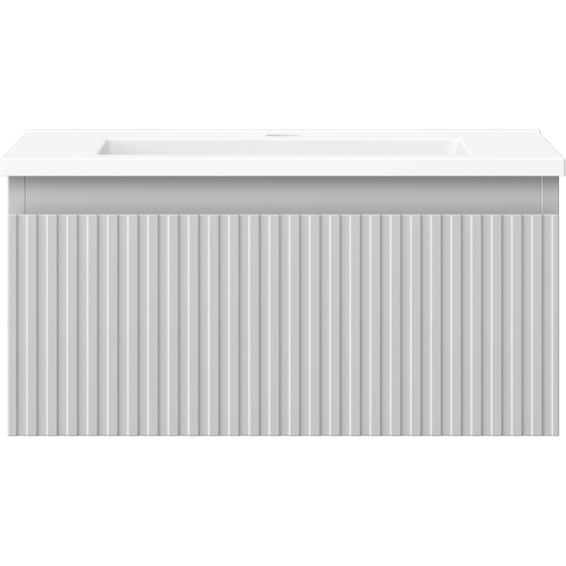 Mexen Rivel 50 cm bathroom cabinet with Otis sink, 1 drawer, grooved, gray matte/white matte - 91A20-05023-1-BF62-W18M01