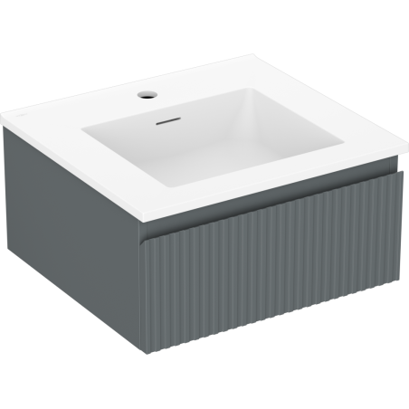 Mexen Rivel bathroom cabinet 50 cm with Otis sink, 1 drawer, fluted, graphite matte/white matte - 91A20-05023-1-BF66-W18M01