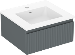 Mexen Rivel bathroom cabinet 50 cm with sink Otis, 1 drawer, fluted, matte graphite/white matte - 91A20-05023-1-BF66-W18M01
