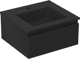 Mexen Rivel bathroom cabinet 50 cm with Otis sink, 1 drawer, fluted, matte black - 91A20-05023-1-BF71-W18M71