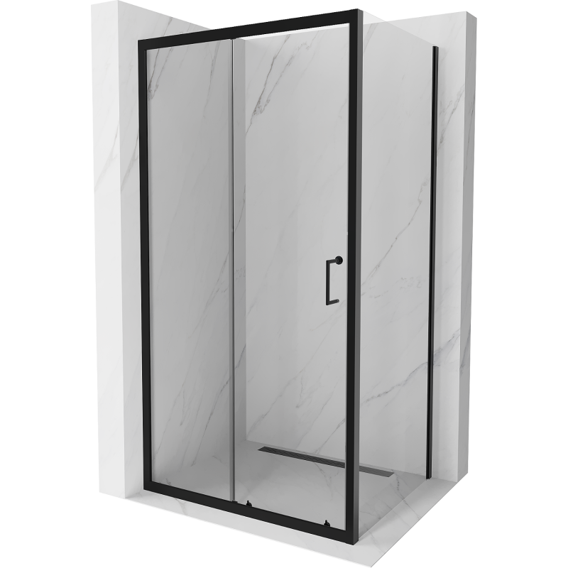 Mexen Apia extendable shower cubicle 90 x 80 cm, Transparent, Black - 840-090-080-70-00