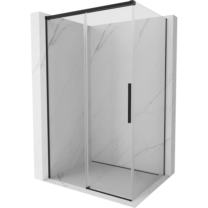 Mexen Rox 155 x 120 cm Sliding Shower Enclosure, Transparent, Black - 8C2-155-120-70-00
