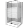 Mexen Apia sliding shower enclosure 120 x 90 cm, white stripes, chrome + Rio shower tray - 840-120-090-01-20-4510